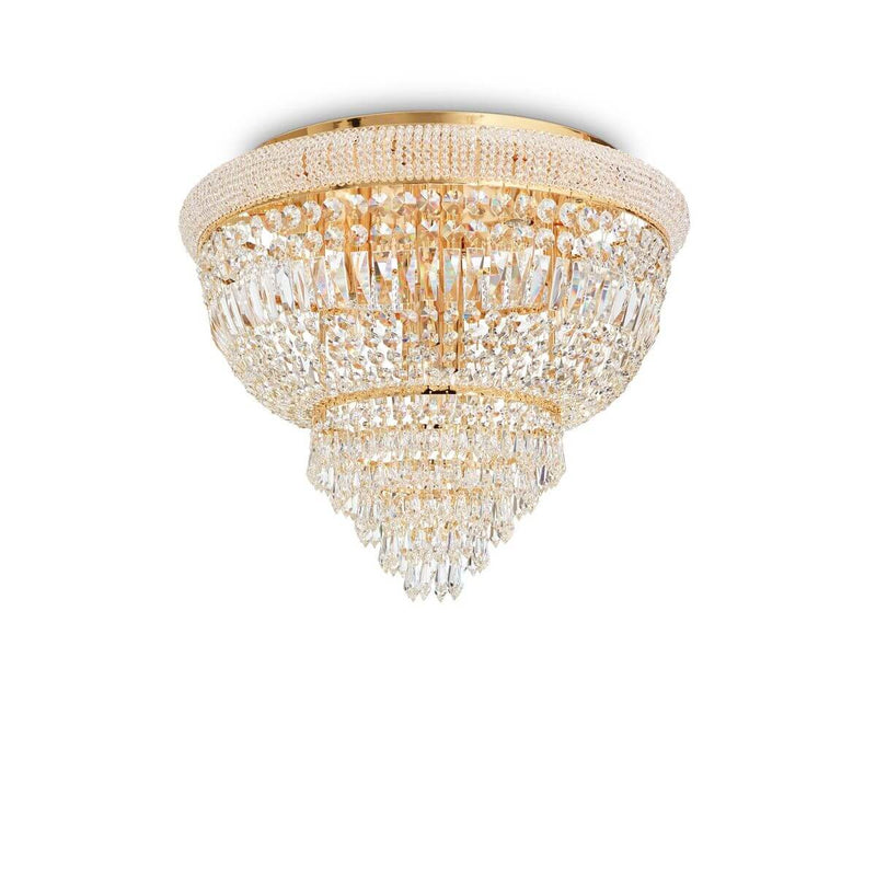 Plafonnier Dubai 6 lumières laiton, cristal