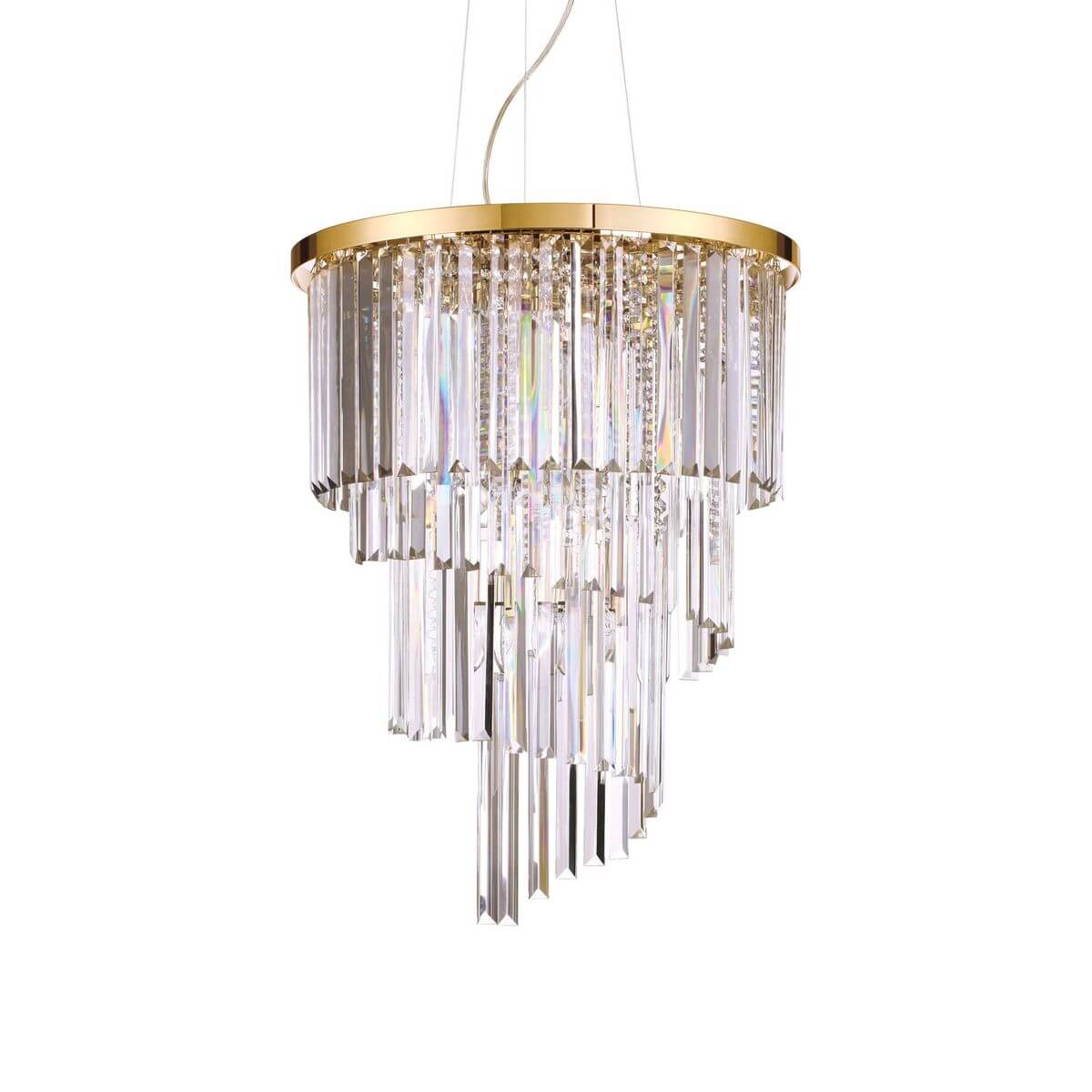 Suspension Carlton 12 lumières dorée, cristal