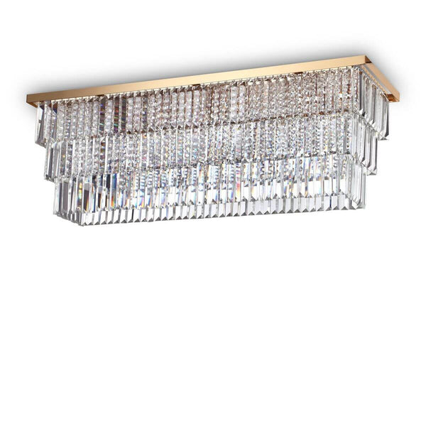Plafonnier Martinez 8 lumières doré, cristal