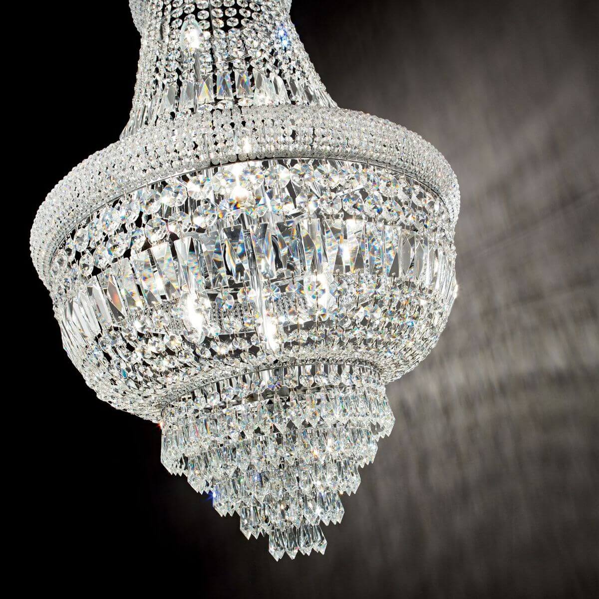 Suspension Dubai 10 lumières chromée, cristal