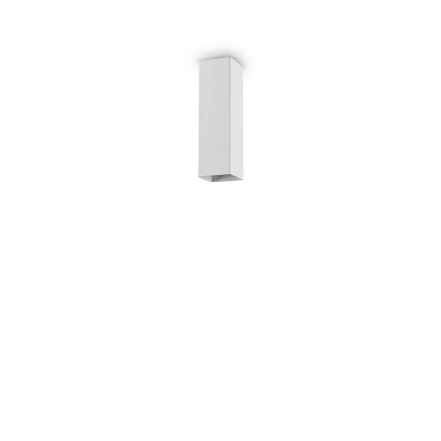 Vue produit du plafonnier blanc rectangulaire, face et profil sur fond blanc