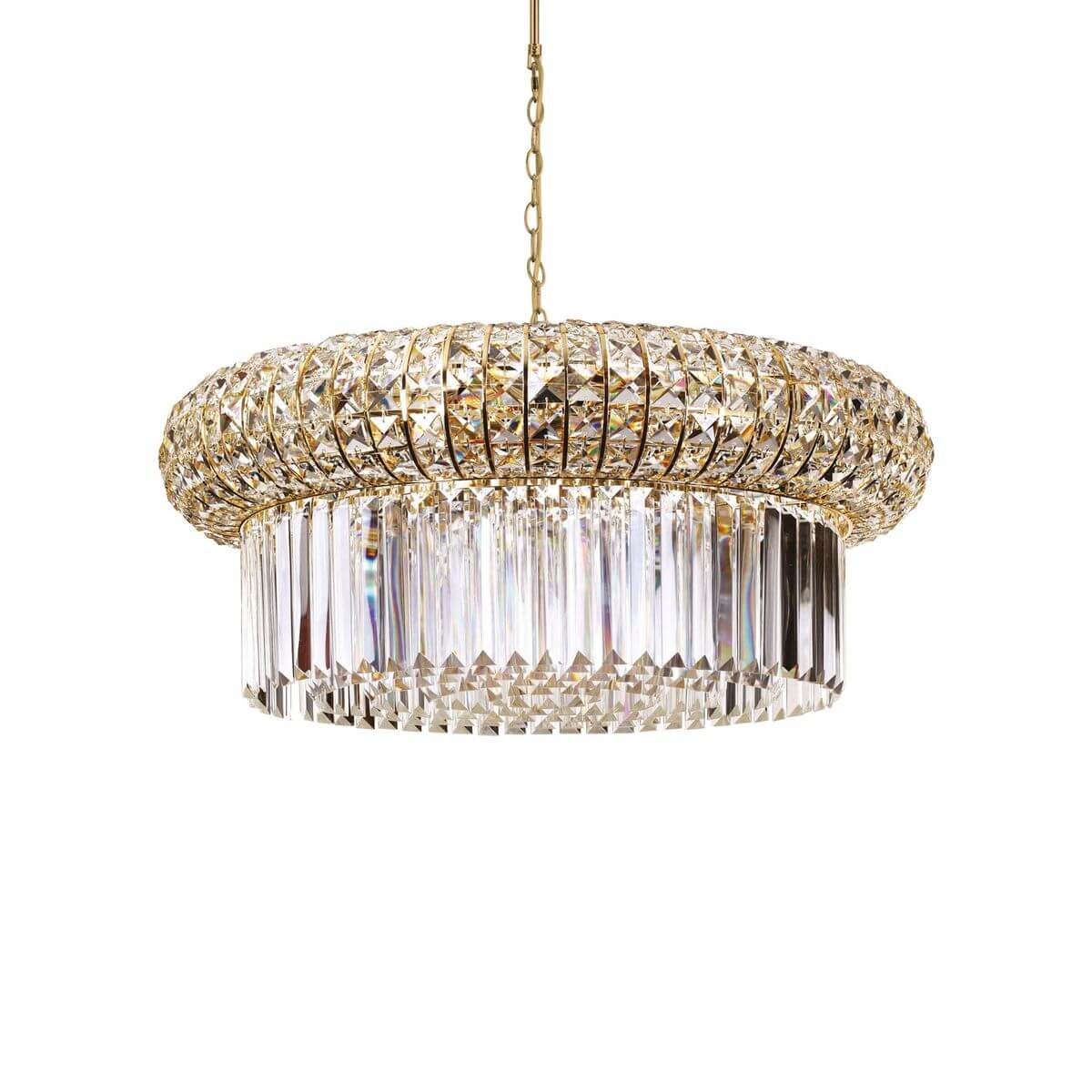 Suspension Nabucco 16 lumières dorée, verre