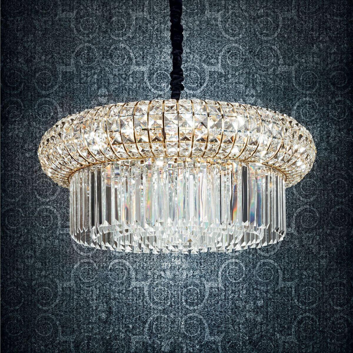 Suspension Nabucco 16 lumières dorée, verre