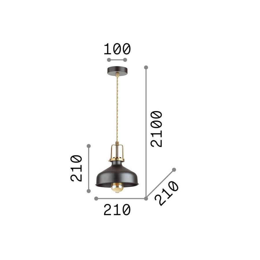 Schéma technique de la suspension avec cotes et variante foncée