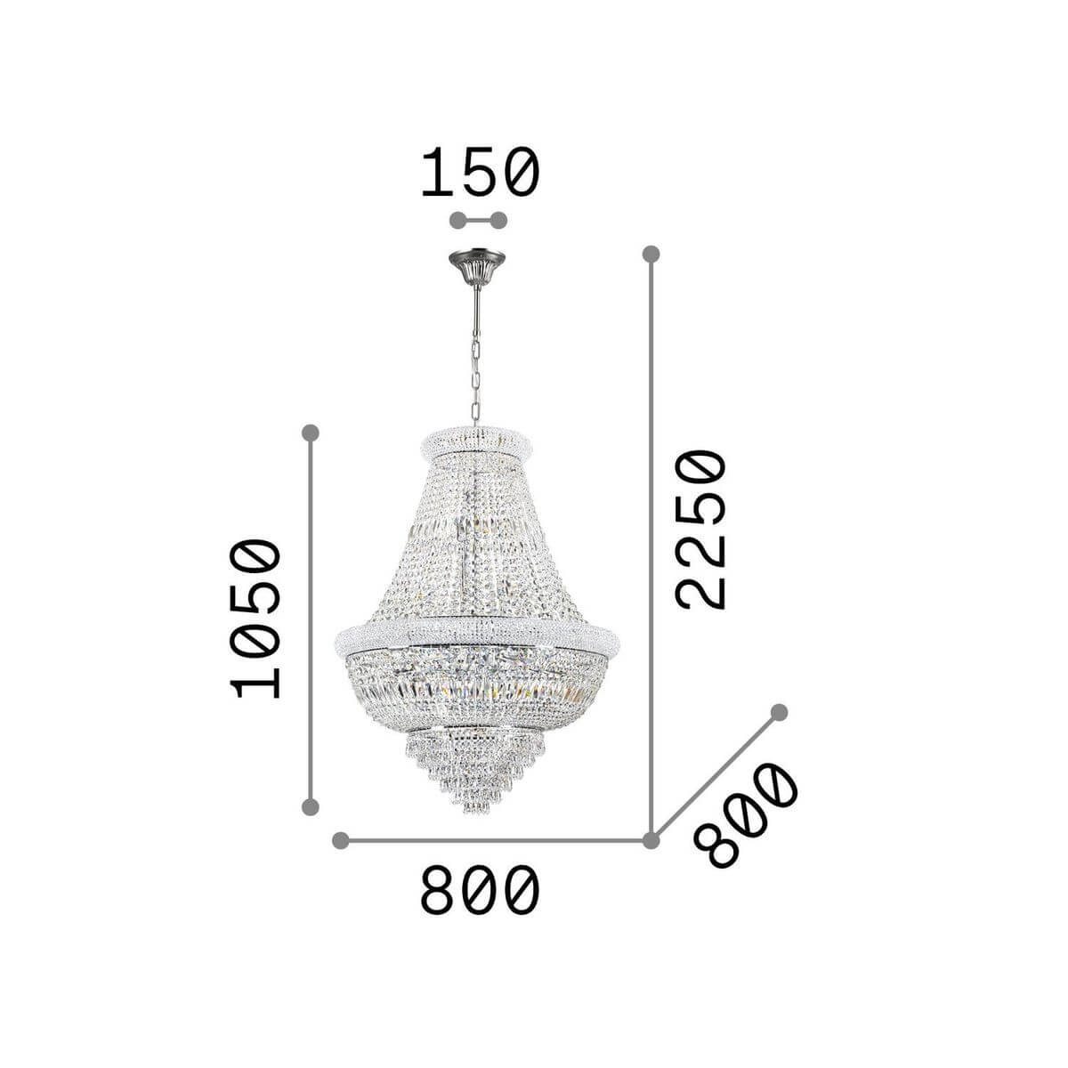 Suspension Dubai 24 lumières laiton, cristal