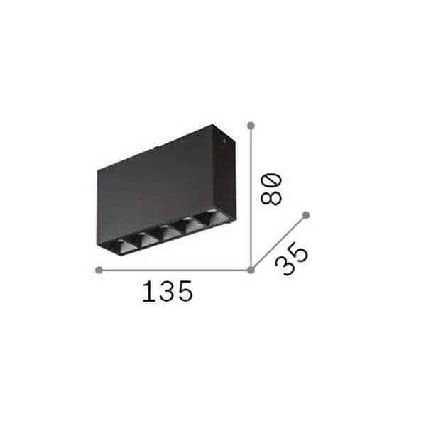 Schéma de dimensions du luminaire avec largeur 135, profondeur 35 et hauteur 80