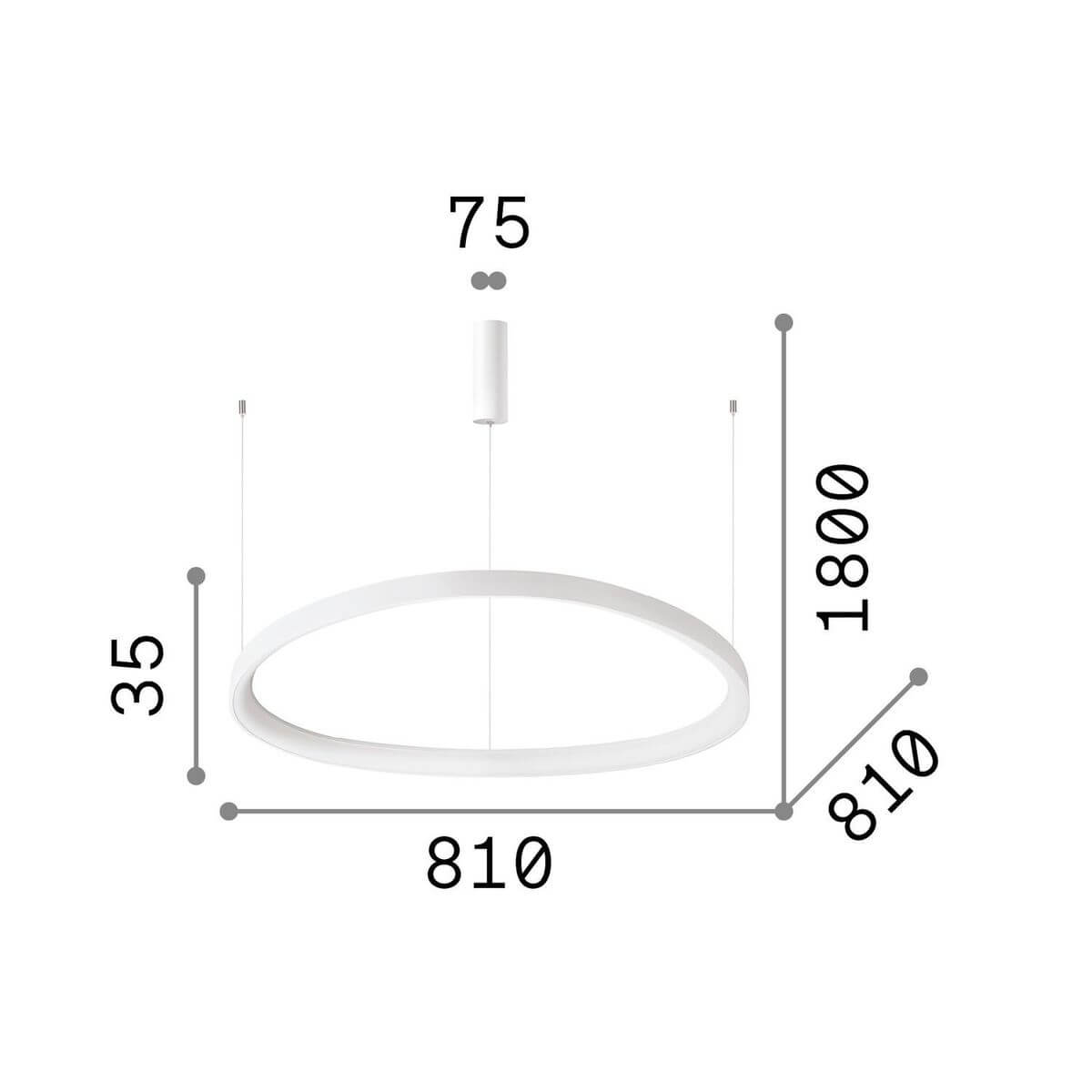 Suspension Gemini blanche, L 81 cm (247274)