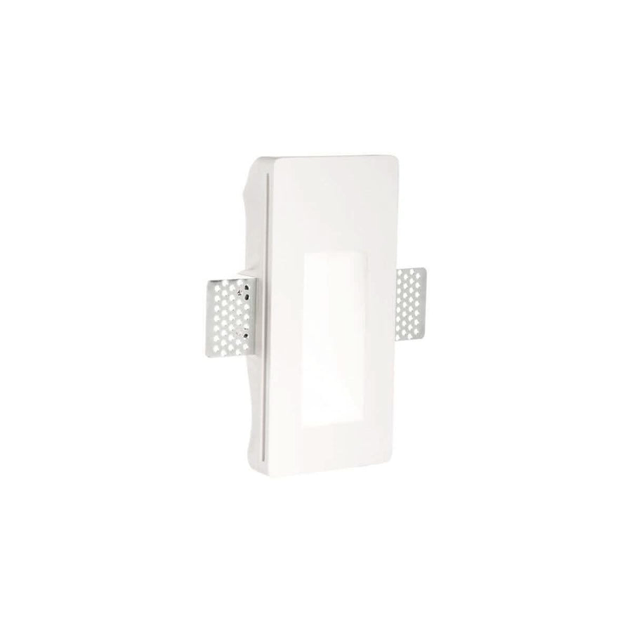 Spot encastrable blanc rectangulaire présenté de profil avec fixations latérales