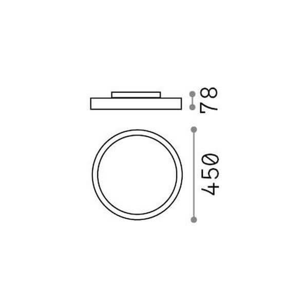 Schéma coté du plafonnier rond, diamètre 450 mm et hauteur 78 mm