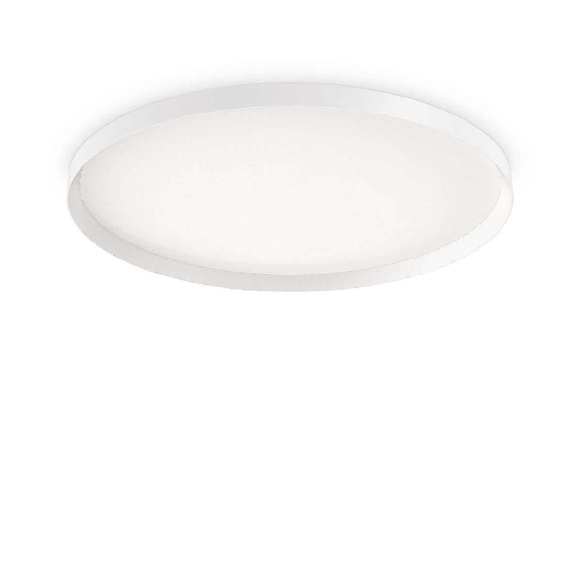 Vue de face d'un plafonnier rond blanc à monter au plafond, diffuseur opalin