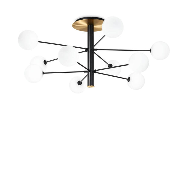 Plafonnier Cosmopolitan 10 lumières noir, verre