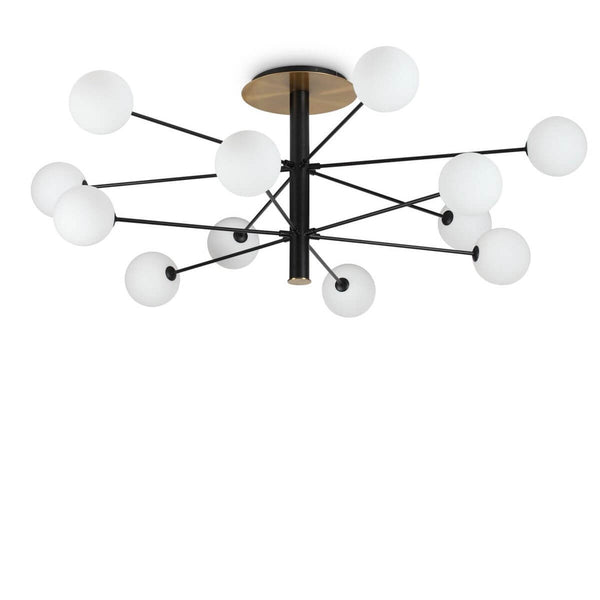 Plafonnier Cosmopolitan 12 lumières noir, verre