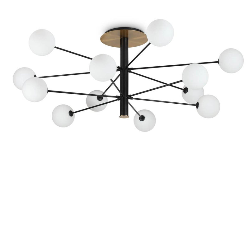 Plafonnier Cosmopolitan 12 lumières noir, verre