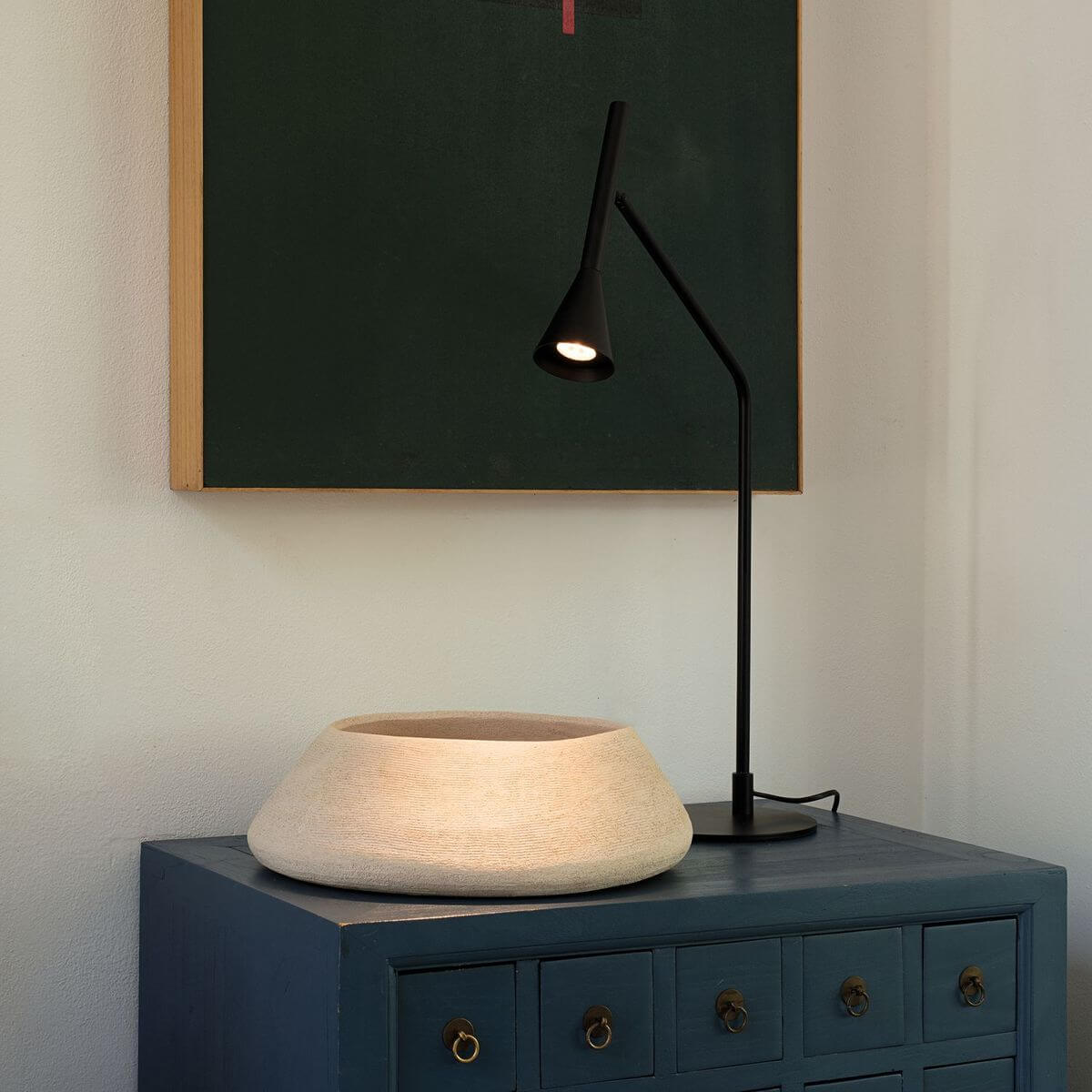 Lampe à poser Diesis noire, verre