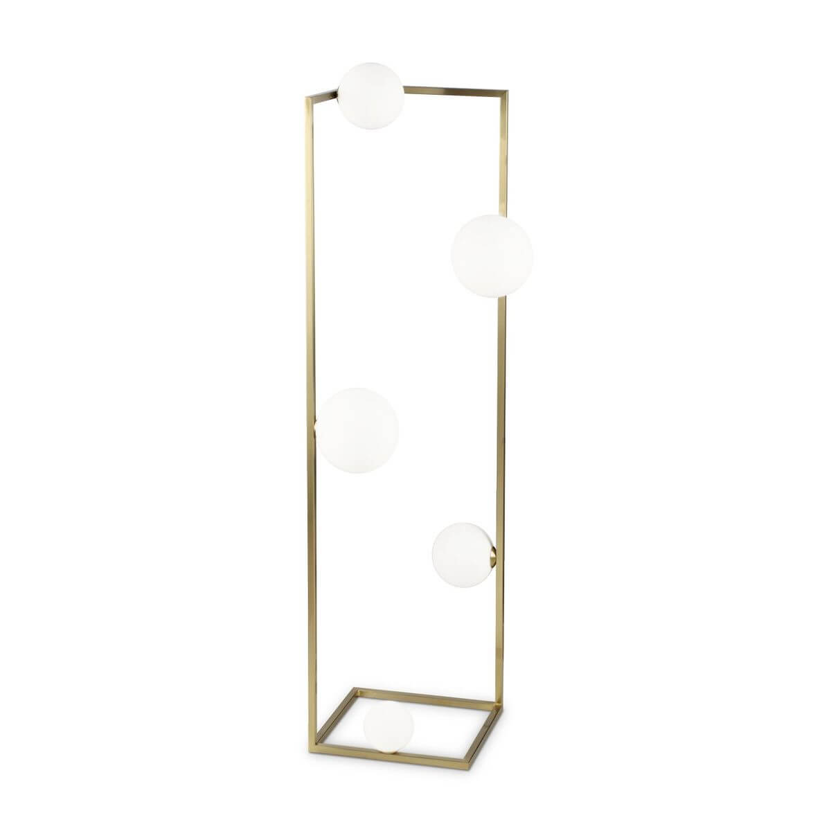 Lampadaire Angolo 5 lumières laiton, verre