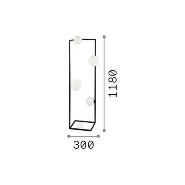 Lampadaire Angolo 5 lumières laiton, verre