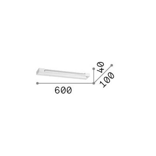 Schéma de dimensions indiquant 600 de long, 100 de profondeur, 40 de hauteur