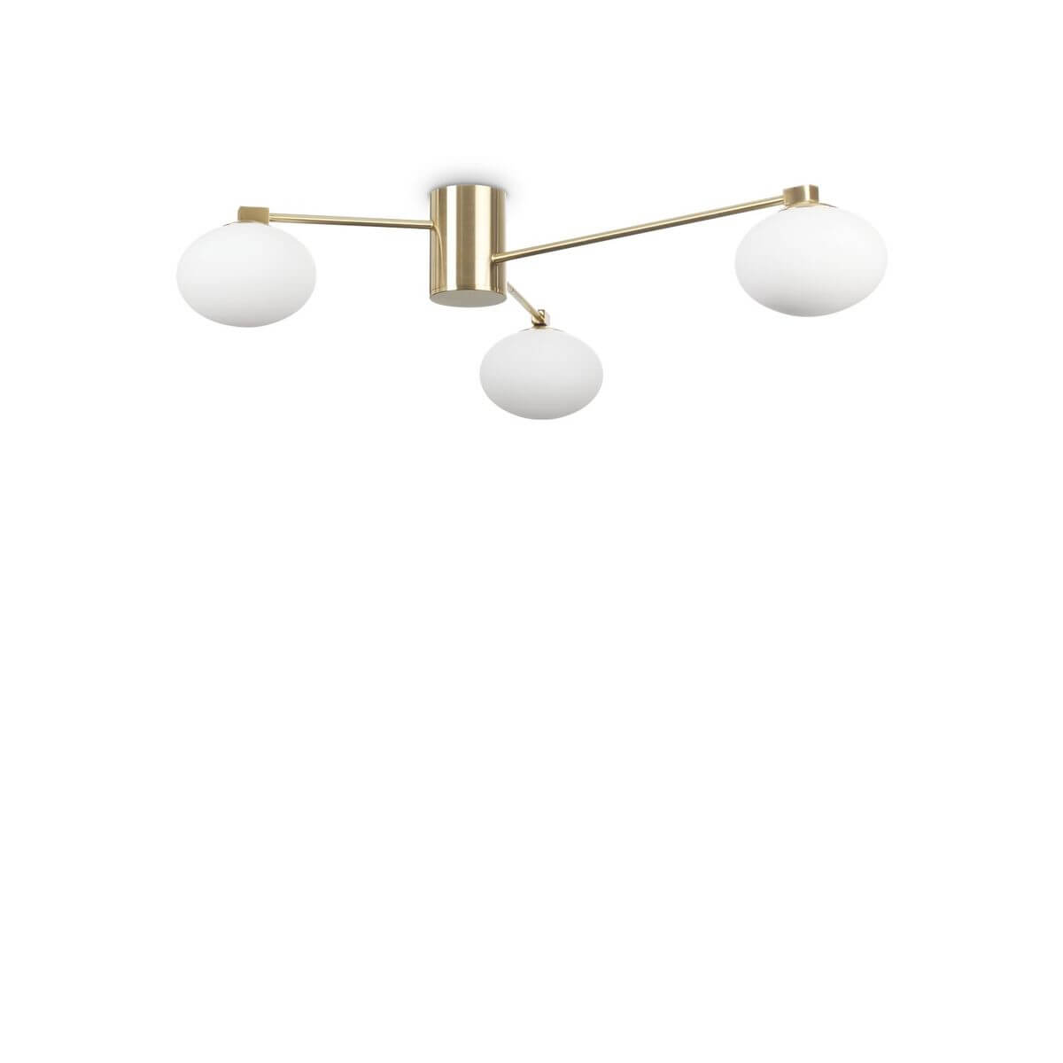 Plafonnier Hermes 3 lumières laiton, verre, Ø 90 cm