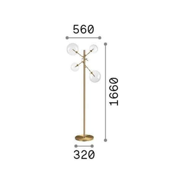 Schéma coté du lampadaire avec hauteur 1660 mm et largeur 560 mm.