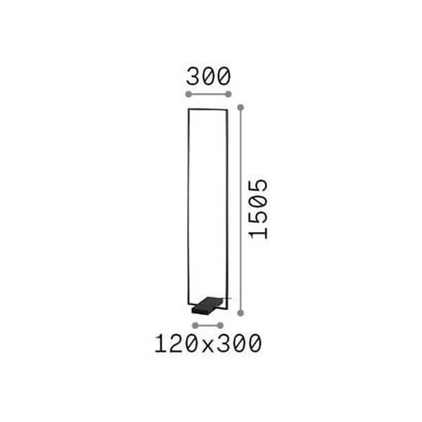 Schéma de dimensions du lampadaire avec largeur 300, hauteur 1505 et base 120x300.