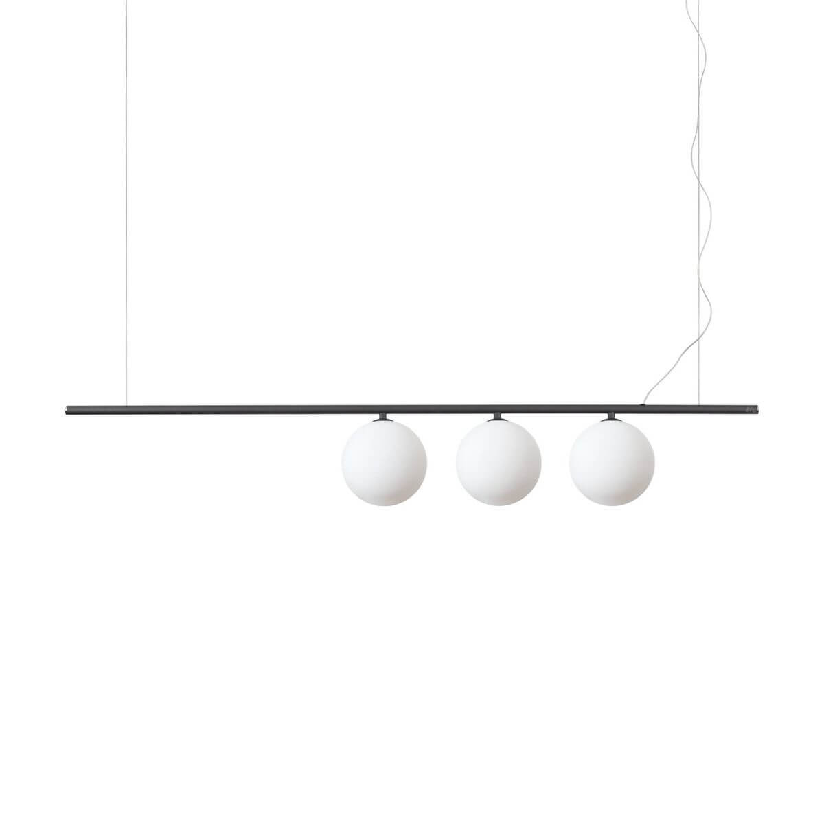 Suspension Perline 3 lumières noire, verre