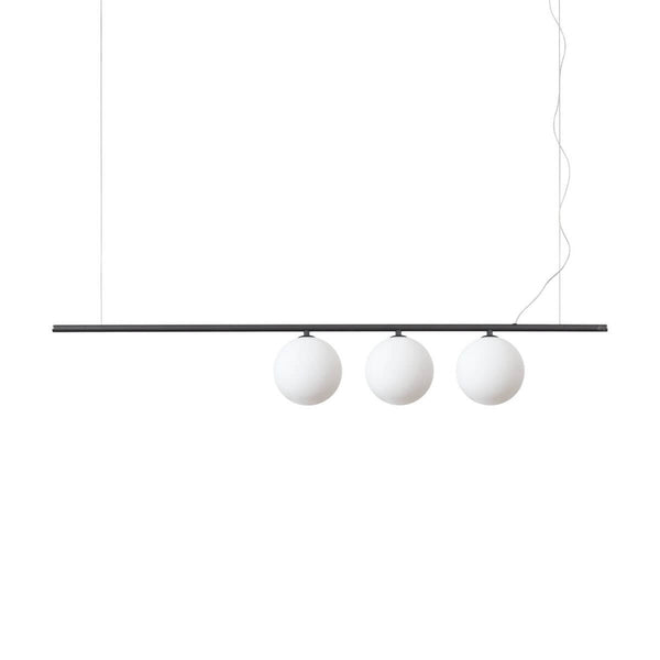 Suspension Perline 3 lumières noire, verre