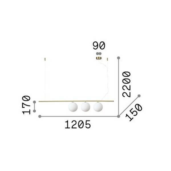 Suspension Perline 3 lumières noire, verre