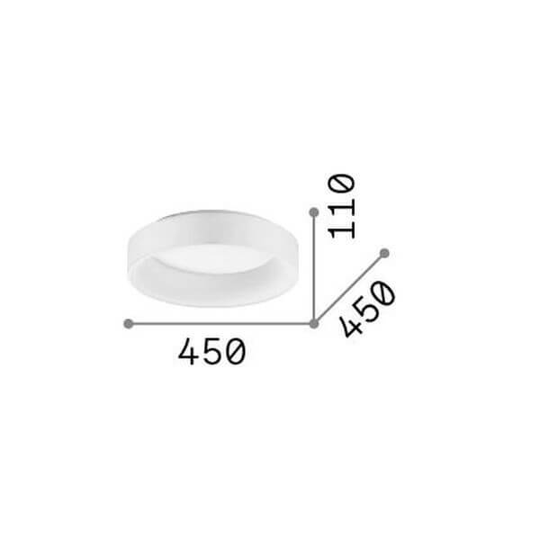 Schéma coté du luminaire indiquant un diamètre de 450 mm et une hauteur de 110 mm