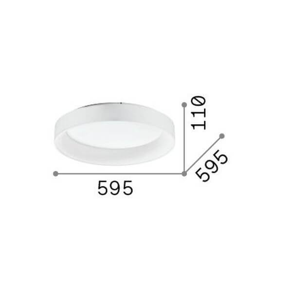 Schéma de dimensions du luminaire rond : diamètre 595 mm et hauteur 110 mm.