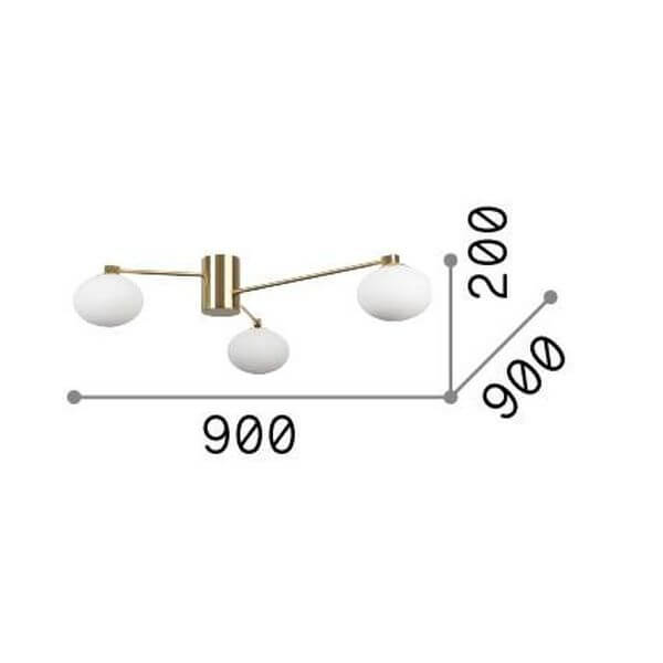 Plafonnier Hermes 3 lumières blanc, verre, Ø 90 cm