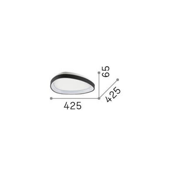 Schéma de dimensions du luminaire : diamètre 425 mm et hauteur 65 mm