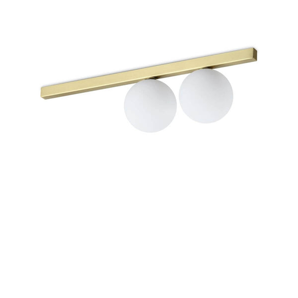 Plafonnier Binomio 2 lumières laiton, verre