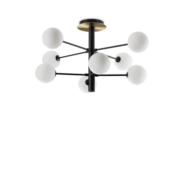 Plafonnier Cosmopolitan 8 lumières noir, verre