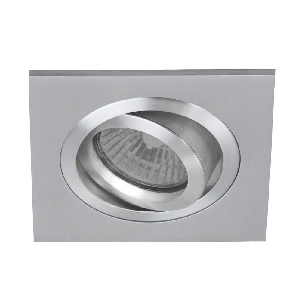 Même spot carré éteint, orienté vers le bas, collerette aluminium brossé