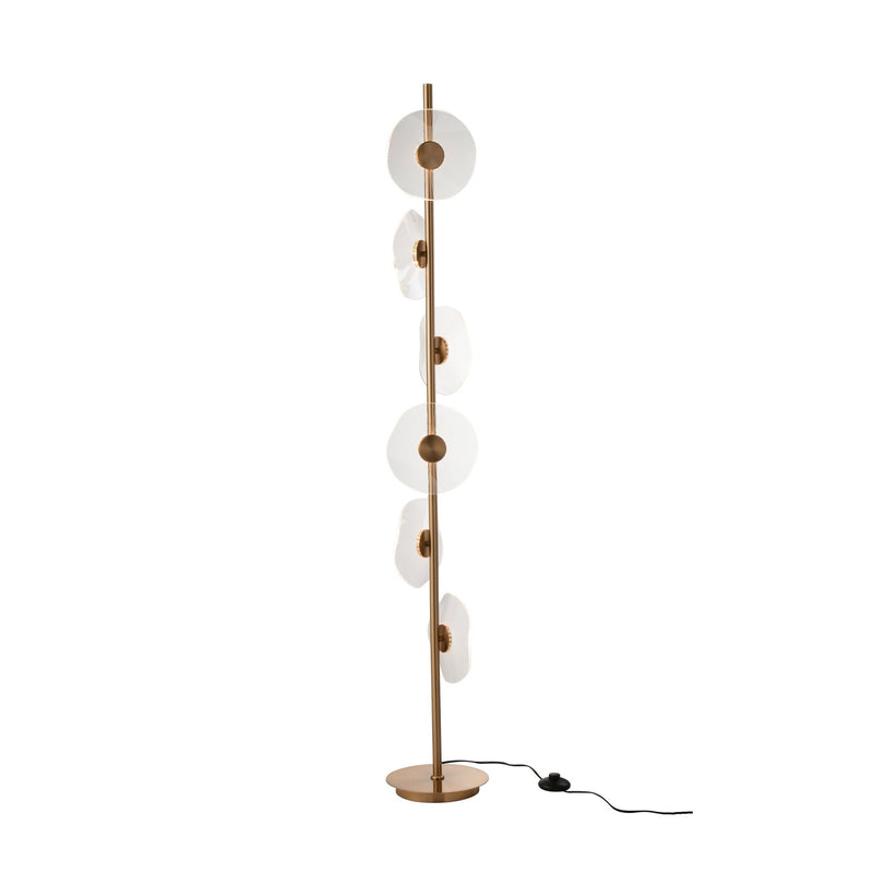 Lampadaire LED fleurs en fer doré