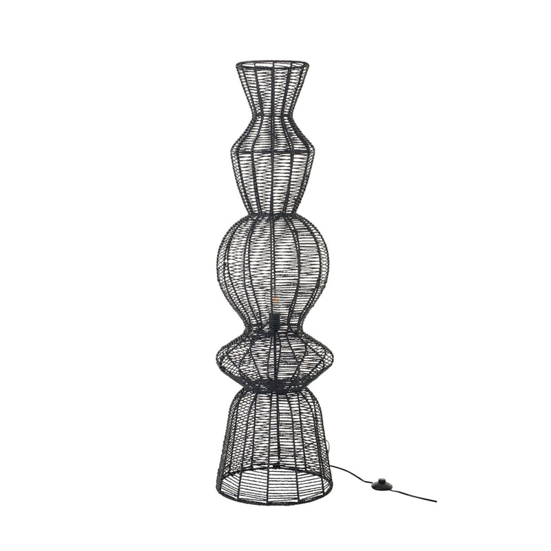 Lampadaire en corde noire et métal
