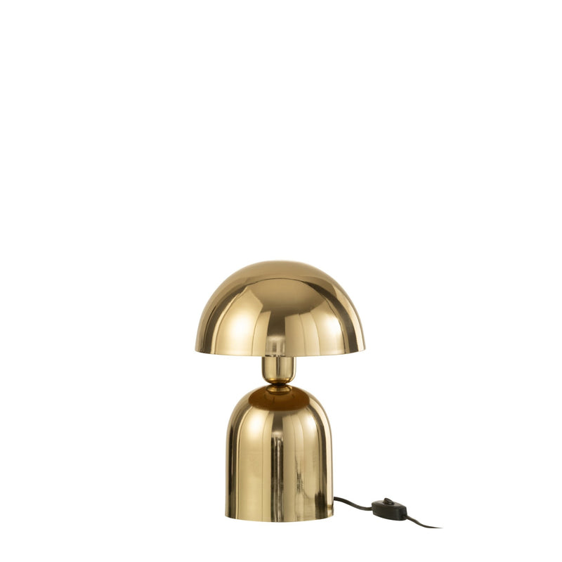 Lampe à poser champignon en métal doré brillant, H 30 cm