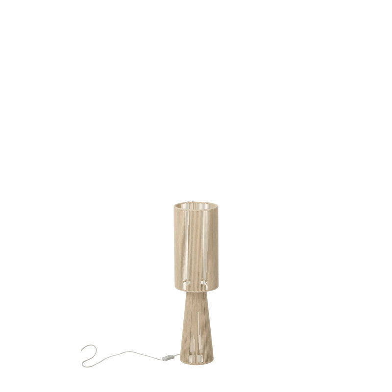 Lampe à poser en corde de tissu grège, petit modèle