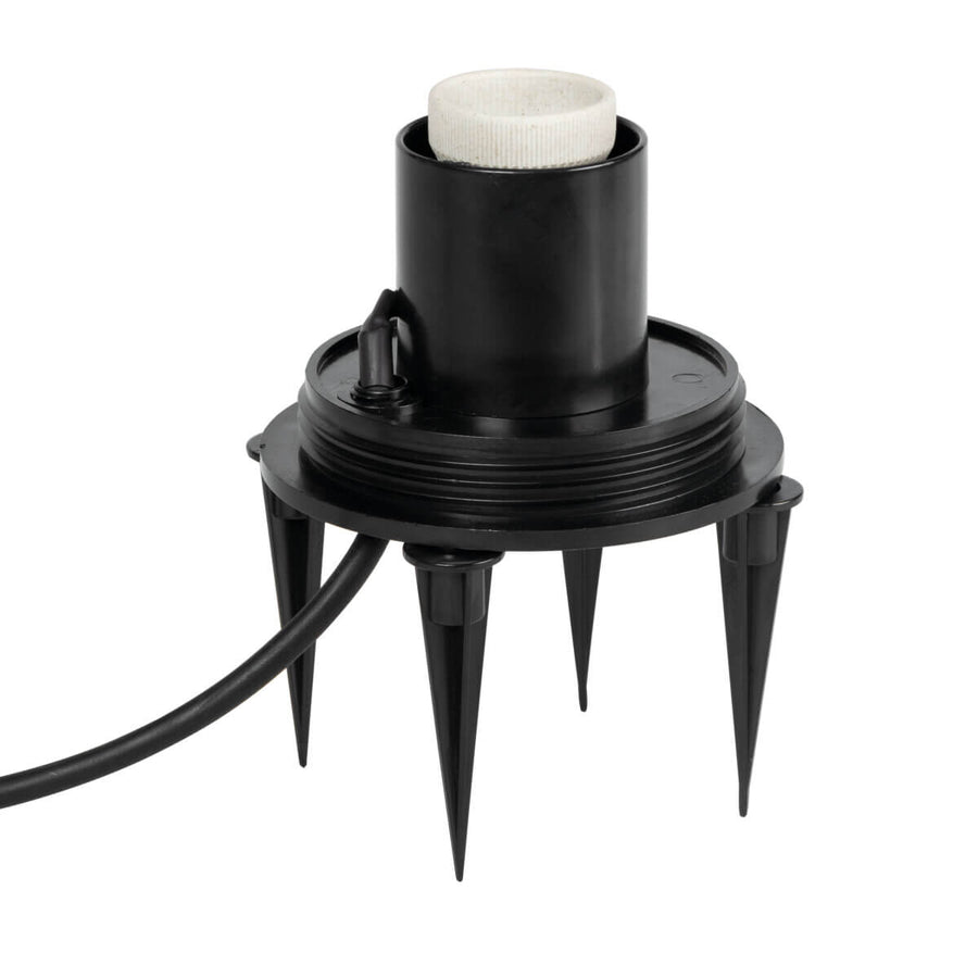 Douille noire montée sur support à quatre pointes pour fixation au sol