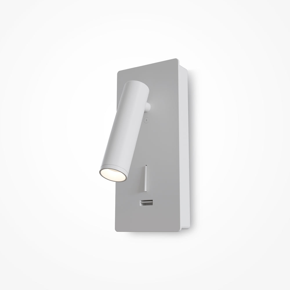 Applique blanche à base rectangulaire, projecteur orientable et interrupteur intégré