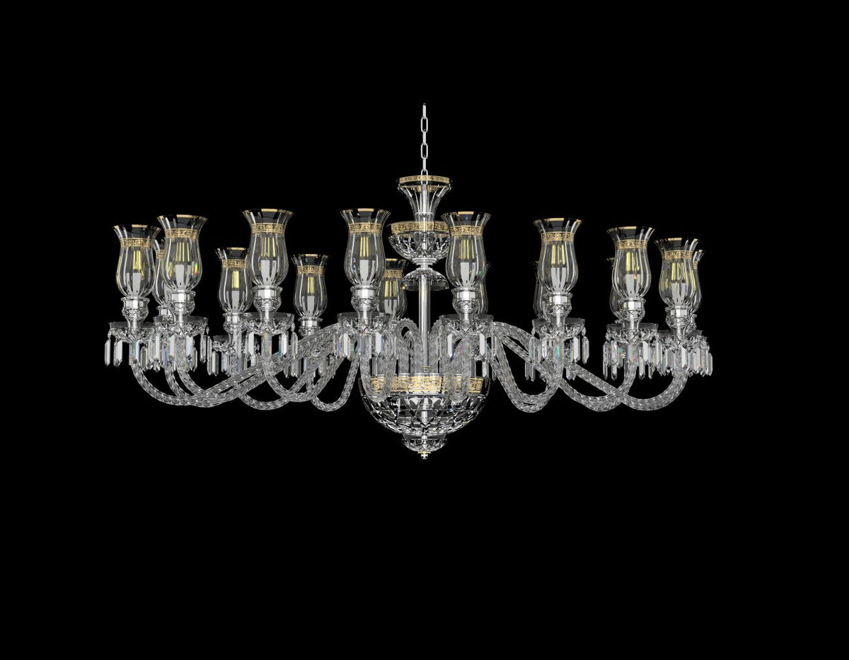Lustre présenté de face, détaillant la chaîne et le corps central