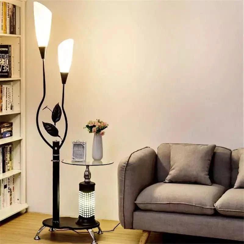 Lampadaire Abat - jour Fleur | Élégance Florale - Designix Lampadaire Noir