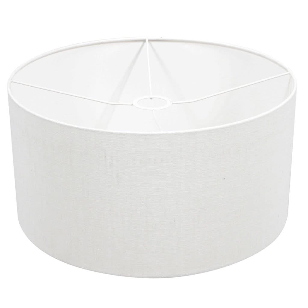 Abat-jour cylindrique blanc vu de dessous avec armature métallique