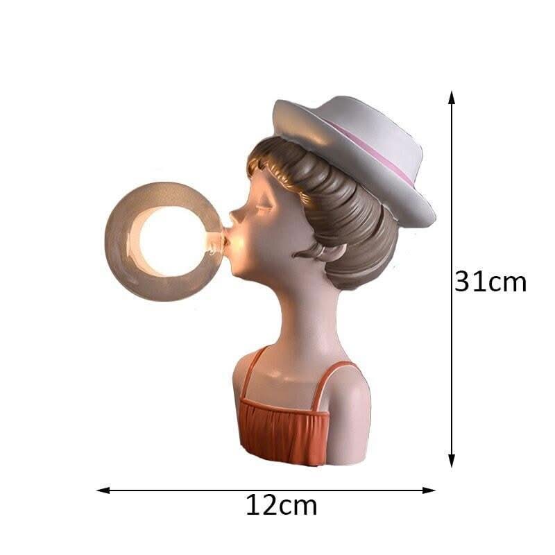 Schéma de dimensions du buste au chapeau blanc, hauteur 31 cm et largeur 12 cm