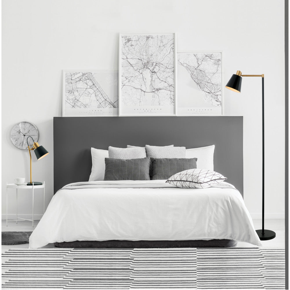 Lampe sur pied ZAMBELIS D250 E27 DESIGN Noir Mat et Dore Mat Sans Source 20216