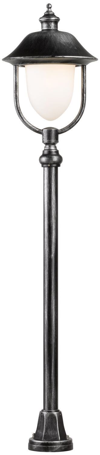 Vue en pied du mât cylindrique et de sa base à visser