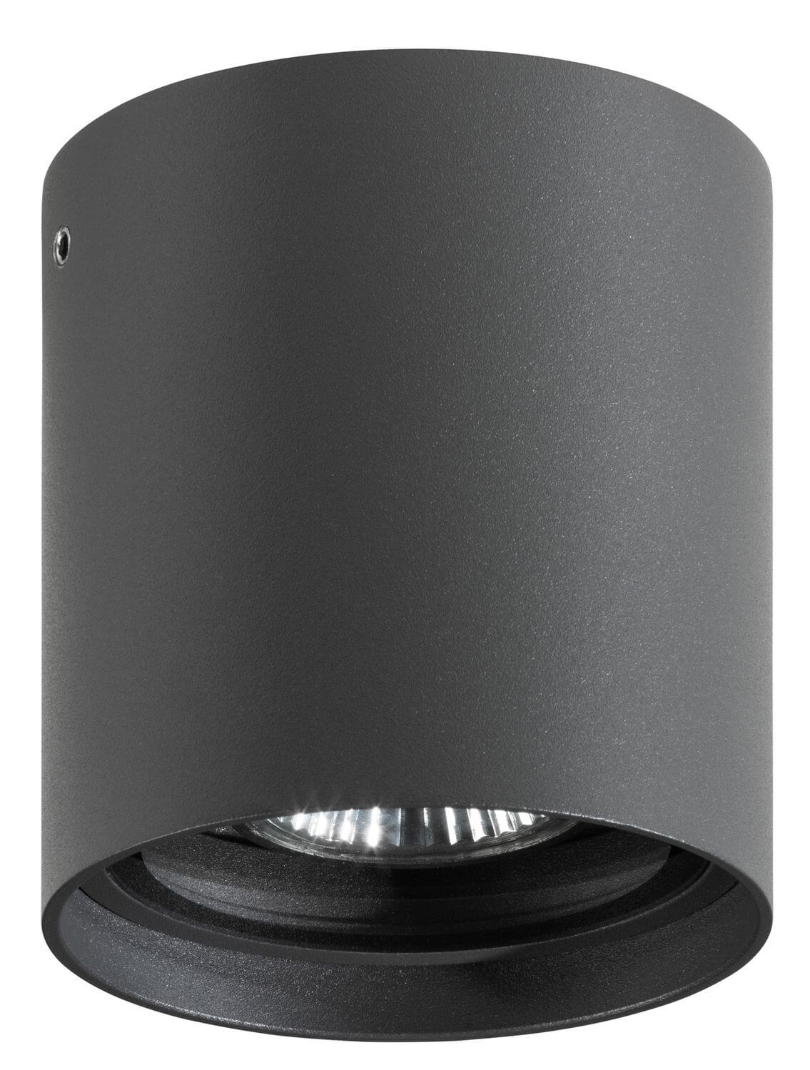 Produit de face sur fond blanc, cylindre anthracite avec réflecteur apparent