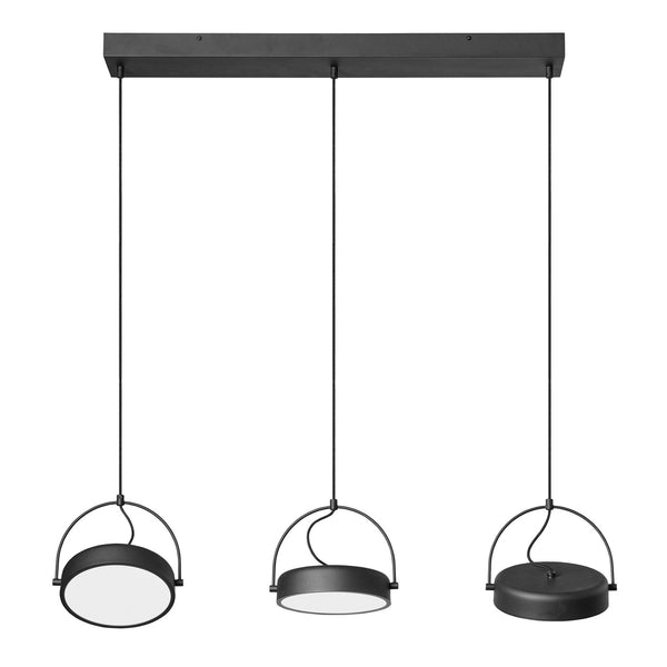 Suspension Puck noire, 3 lumières, linéaire
