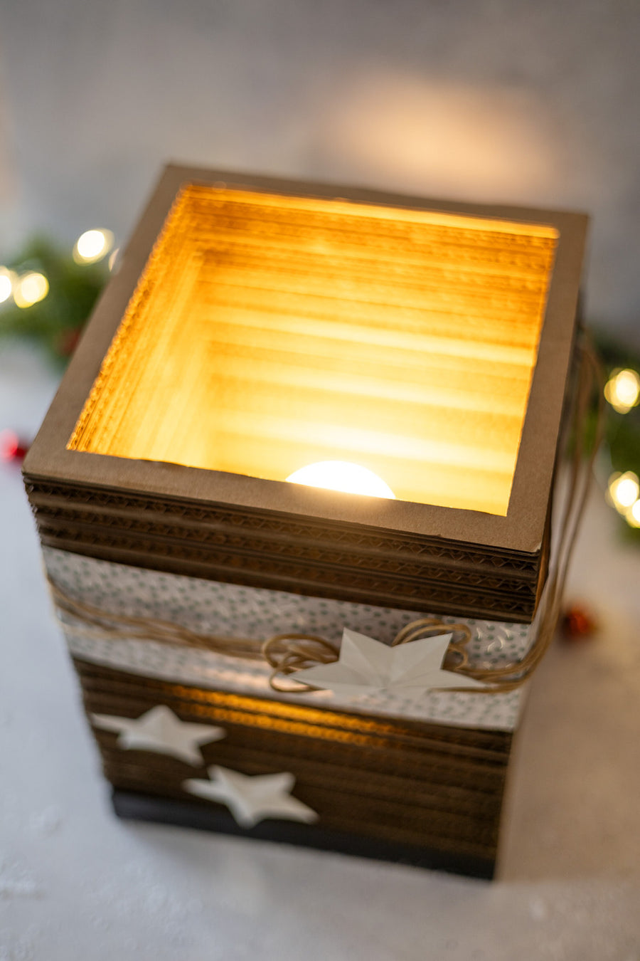 Lampe à poser Cardboard Square marron