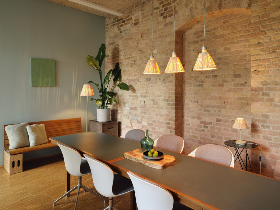 Lampadaire Raffia vert et marron